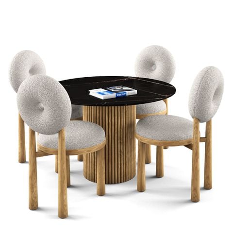 Bộ bàn ghế ăn tròn 4 chỗ - SIMON - MOON TN