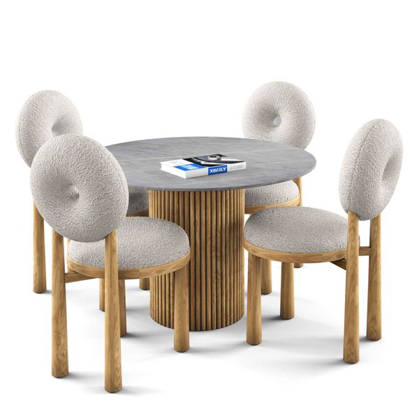 Bộ bàn ghế ăn tròn 4 chỗ - SIMON - MOON TN