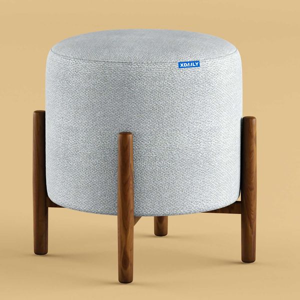 Đôn tròn chân gỗ XDAILY | Ghế đôn trang điểm, phòng khách.