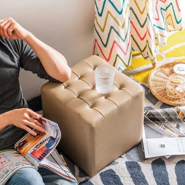 Ghế đôn vuông rít khuy 1 mặt