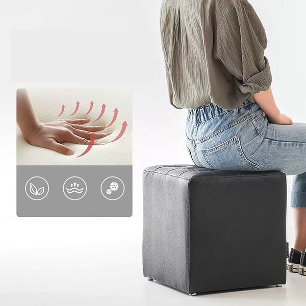 Ghế đôn vuông rít khuy 1 mặt