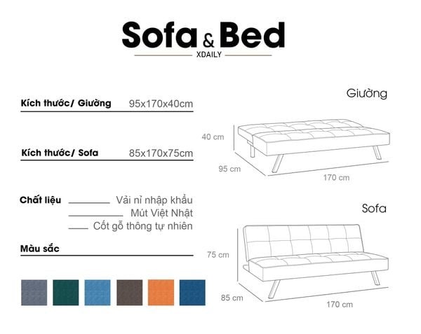 Sofa bed XDAILY - Sofa giường thông minh