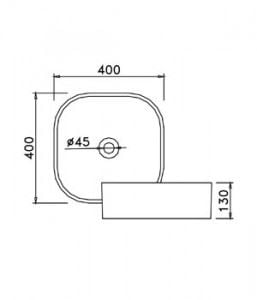 Bản vẽ kỹ thuật Chậu rửa mặt, lavabo Caesar đặt bàn LF5256 trụ xả nắp sứ