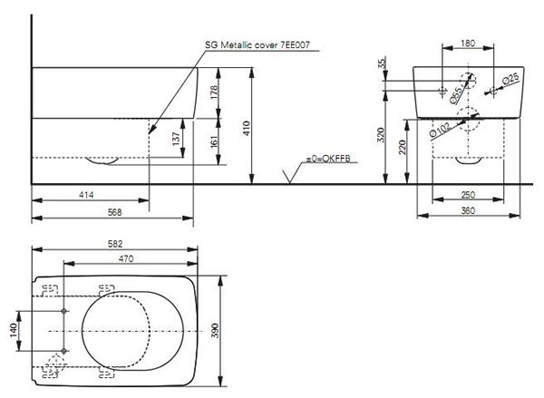 Bản vẽ kỹ thuật bồn cầu TOTO treo tường CW512YR/7EE0007/TCF403EAV1