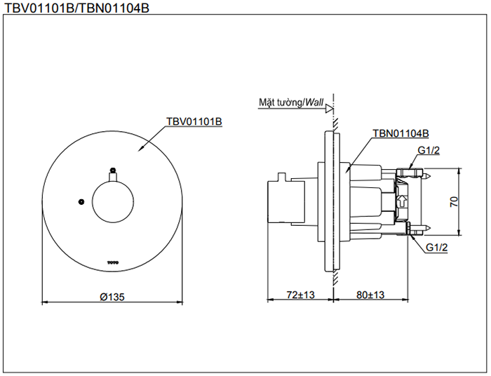 Bản vẽ kỹ thuật TOTO TBV01101B