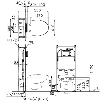 Bản vẽ kỹ thuật Bồn cầu 1 khối Caesar C1357-30CM Bản vẽ kỹ thuật Bồn cầu 1 khối Caesar C1357-30CM