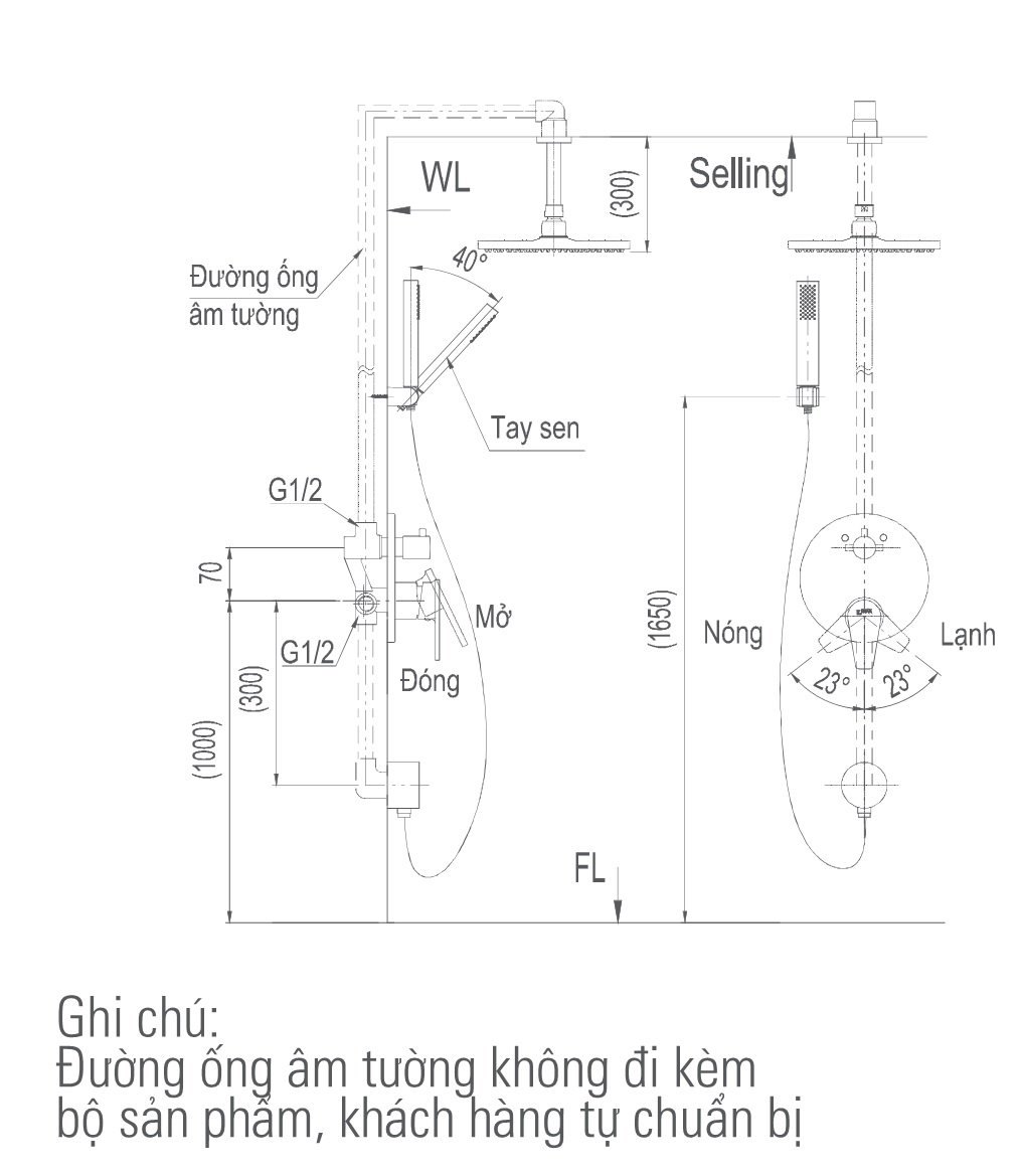 Thong so ky thuat Sen tắm âm tường inax BFV-71SEC