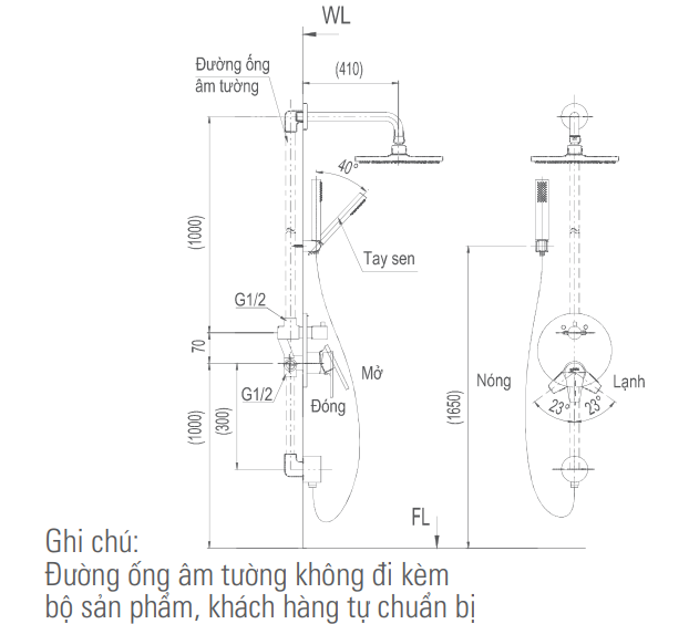 Bản vẽ kỹ thuật Sen tắm âm tường inax BFV-71SEW