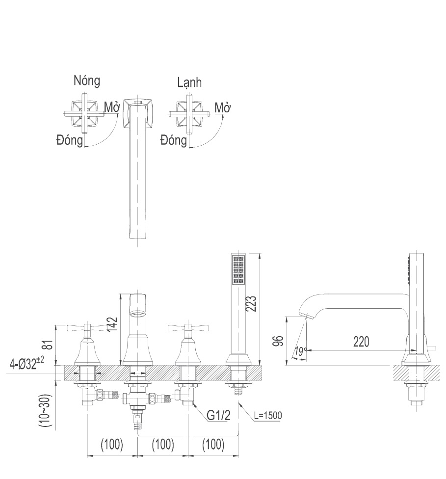 Bản vẽ kỹ thuật Vòi sen tắm Inax BFV-8100B