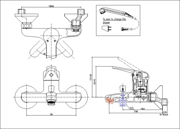 Thông số kỹ thuật Vòi rửa và Sen tắm Inax BFV-903S