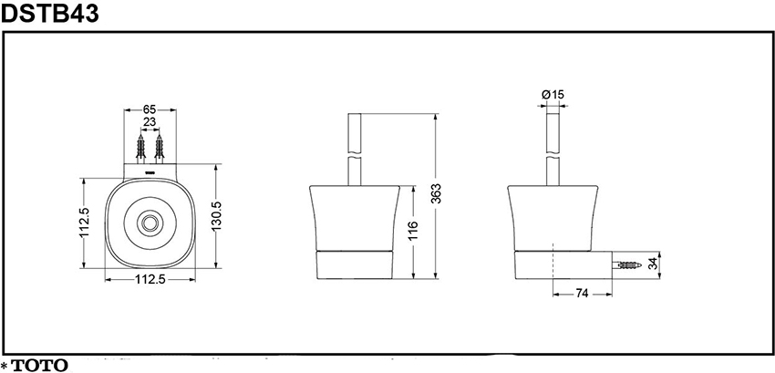 Chổi cọ vệ sinh TOTO DSTB43 bản vẽ kỹ thuật Chổi cọ vệ sinh TOTO DSTB43 bản vẽ kỹ thuật