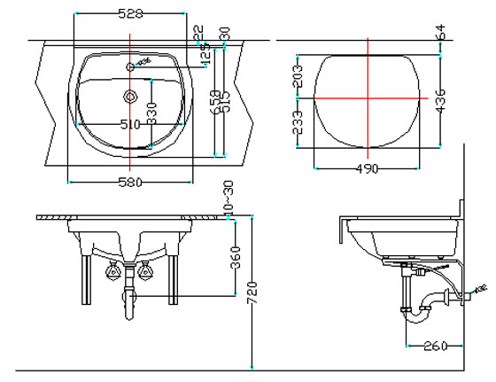 Bản vẽ kỹ thuật Chậu rửa lavabo Inax AL-2094V