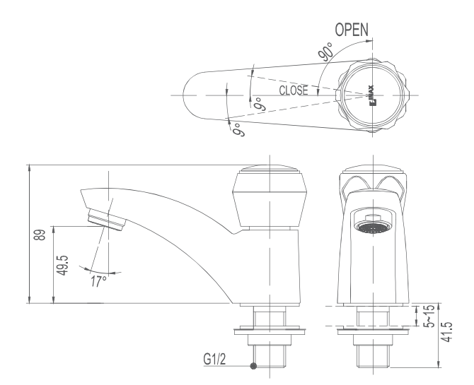 Bản vẽ kỹ thuật Vòi chậu lavabo inax LFV-12A