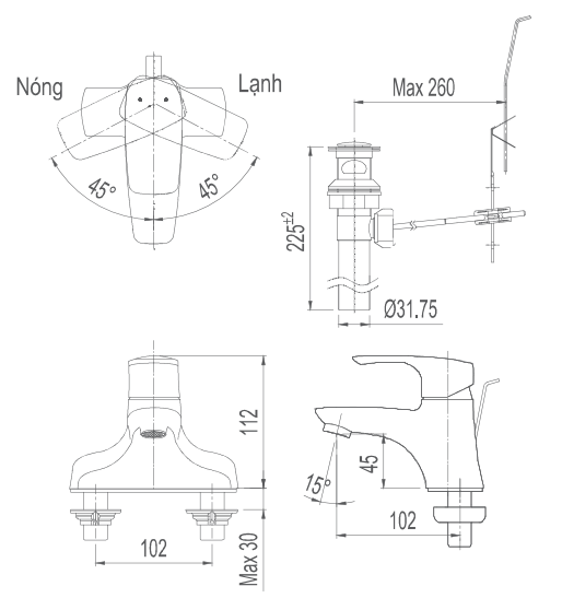 Bản vẽ kỹ thuật vòi chậu lavabo Inax inax LFV-211S