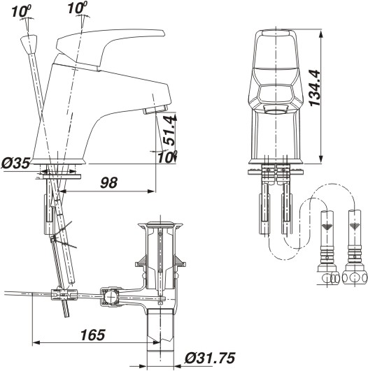 Thông số kỹ thuât Vòi chậu lavabo Inax LFV-282S