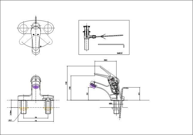 Bản vẽ kỹ thuật Vòi chậu lavabo Inax inax LFV-901S-1