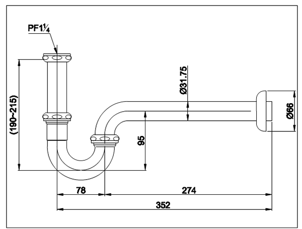 Ống thải TOTO chữ P THX1A-6N bản vẽ kỹ thuật