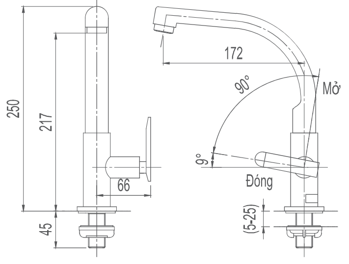 Bản vẽ kỹ thuật vòi rửa bát Inax SFV-29S
