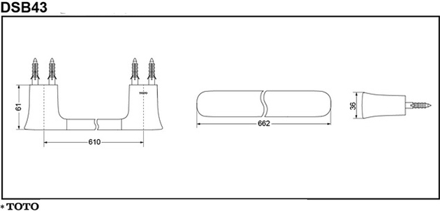 Thanh vắt khăn TOTO DSB43 bản vẽ kỹ thuật