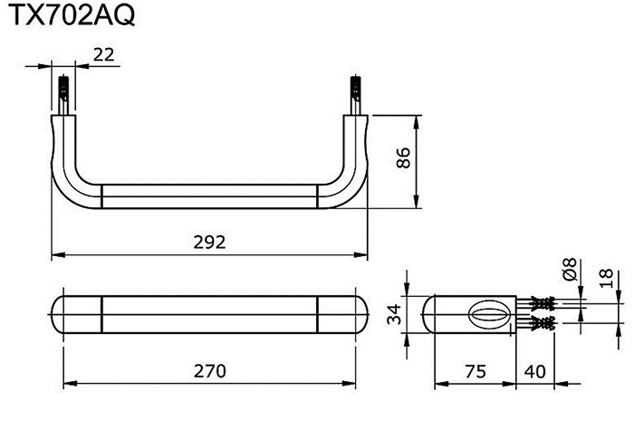 Thanh vắt khăn TOTO TX702AQ bản vẽ kỹ thuật