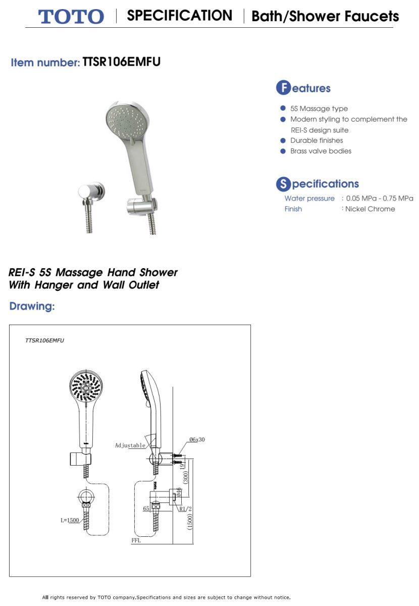 Bản ve kỹ thuật Bát sen TOTO TTSR106EMFU