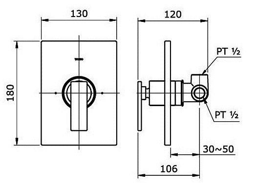 Van điều chỉnh nhiệt độ TOTO TX443SNBR bản vẽ kỹ thuật