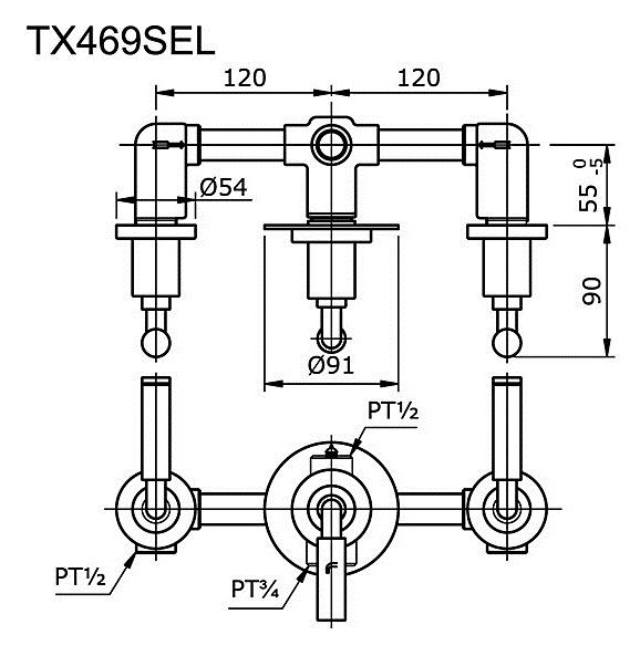 Van điều chỉnh nóng lạnh TOTO TX469SEL bản vẽ kỹ thuật Van điều chỉnh nóng lạnh TOTO TX469SEL bản vẽ kỹ thuật