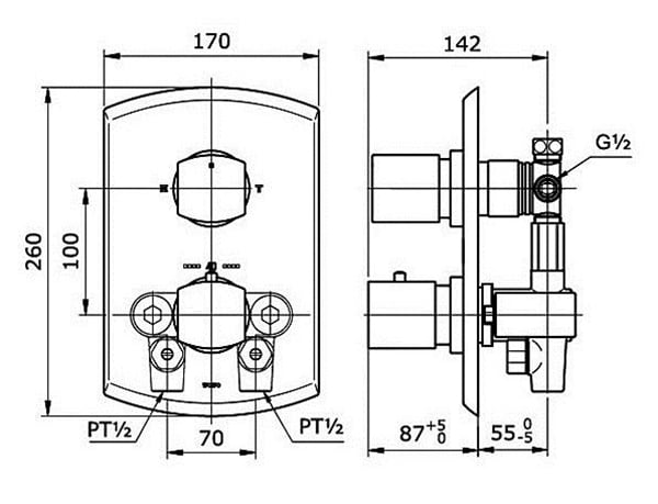 Van gật gù TOTO TX473SKBR bản vẽ kỹ thuật