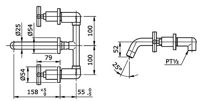 Vòi chậu nóng lạnh TOTO TX118LECBR bản vẽ kỹ thuật