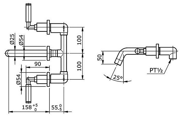 Vòi chậu nóng lạnh TOTO TX118LEL bản vẽ kỹ thuật