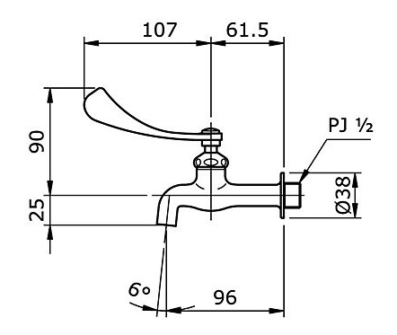 Vòi nước lạnh TOTO T23BQ13N bản vẽ kỹ thuật