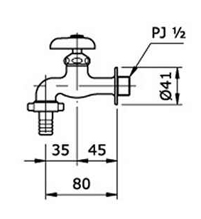 Vòi nước lạnh TOTO T26-13 bản vẽ kỹ thuật