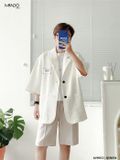  Áo Blazer  Trơn Tay Lỡ MANDO Chất Vải Xốp Tổ Ong Cao Cấp Form Rộng Basic Unisex Thời Trang Hàn Quốc AVH012 