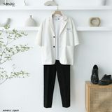  Áo Blazer  Trơn Tay Lỡ MANDO Chất Vải Xốp Tổ Ong Cao Cấp Form Rộng Basic Unisex Thời Trang Hàn Quốc AVH012 