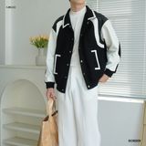  Áo Khoác Bomber Varsity Nam MANDO Vải Dạ Phối Tay Da Form Rộng Phong Cách Unisex Thời Trang Hàn Quốc BOB009 