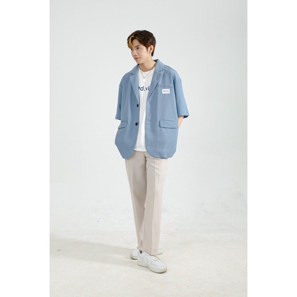  Áo Blazer Nam Tay Lỡ MANDO 2 Màu Xanh Đen Form Rộng Kiểu Dáng Thời Trang Hàn Quốc Basic AVH011 
