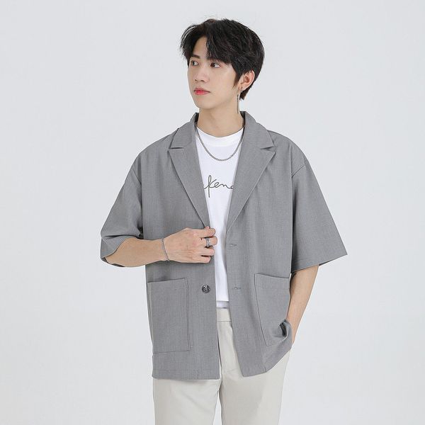  Áo Blazer Xám Trơn Tay Lỡ Khoác Ngoài MANDO Chất Vải Tuytsi Cao Cấp Form Rộng Basic Unisex Thời Trang Hàn Quốc AVH003 