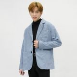  Áo Blazer Xanh Dài Tay Nam MANDO Vest 2 Lớp Chất Vải Nhung Tăm Cao Cấp Form Rộng Basic Unisex Thời Trang Hàn Quốc AVN017 