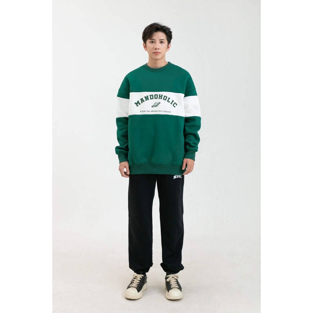  Áo Sweater Nỉ Nam MANDO Phối Màu Chất liệu Nỉ Cào Dày Dặn, Form Rộng Hình In Unisex Phong Cách Unisex SWT012 