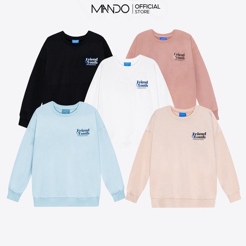  Áo Sweater Nỉ Nam MANDO Chất Nỉ Chân Cua Co Dãn, Dày Dặn Mềm Mịn Form Rộng Phong Cách Unisex - SWT001 