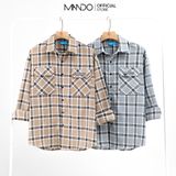  Áo Sơ Mi Nam Flannel MANDO Form Rộng Chất Vải Dạ Mỏng Dài Tay Họa Tiết Kẻ Caro Unisex Thời Trang Hàn Quốc SHT011 