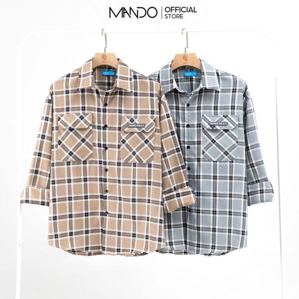  Áo Sơ Mi Nam Flannel MANDO Form Rộng Chất Vải Dạ Mỏng Dài Tay Họa Tiết Kẻ Caro Unisex Thời Trang Hàn Quốc SHT011 