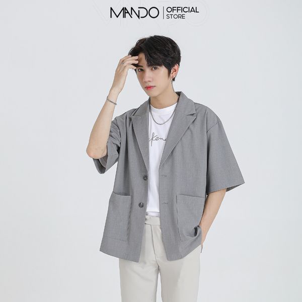  Áo Blazer Xám Trơn Tay Lỡ Khoác Ngoài MANDO Chất Vải Tuytsi Cao Cấp Form Rộng Basic Unisex Thời Trang Hàn Quốc AVH003 