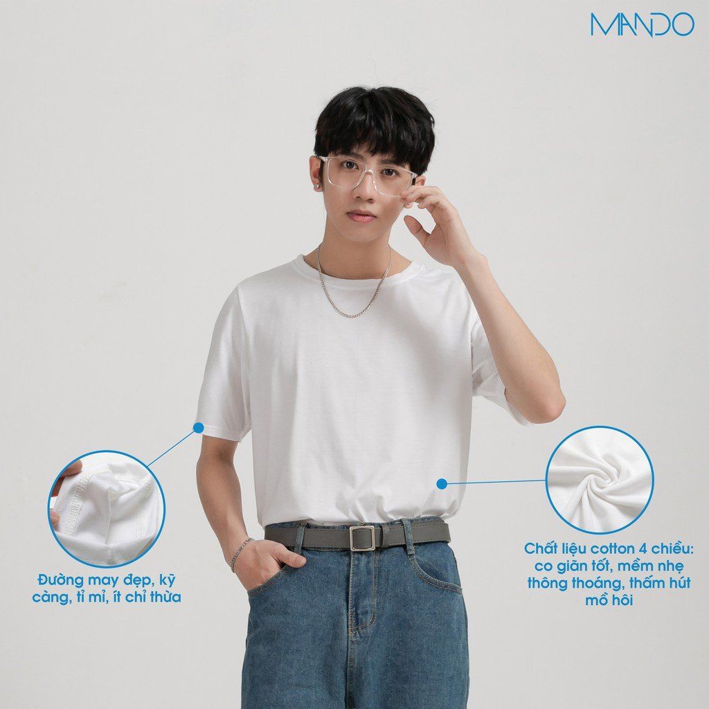  Áo Thun Nam MANDO Trơn Cotton Kiểu Dáng Basic Phong Cách Thời Trang Hàn Quốc APT01 