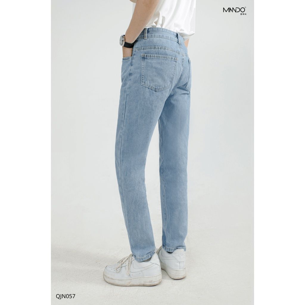  Quần Jean Nam MANDO Ống Rộng Chất Bò Xanh Nhạt Kiểu Dáng Basic Unisex Thời Trang Hàn Quốc  QJN057 