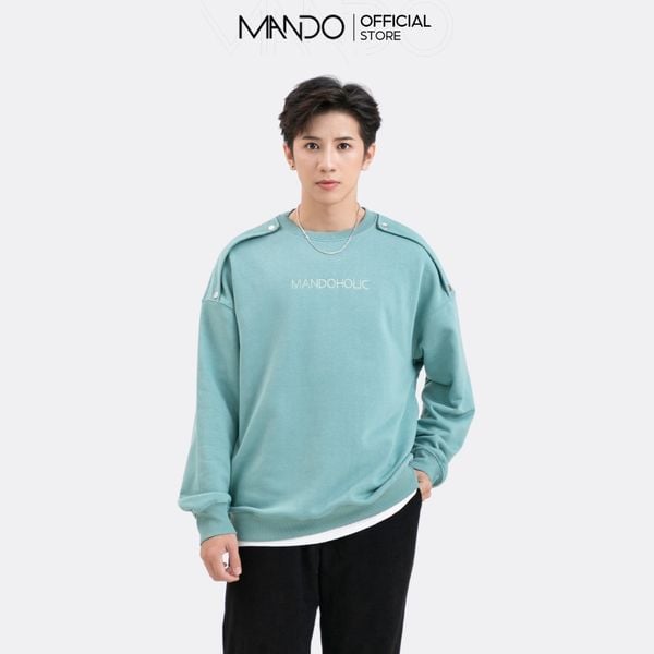  Áo Sweater Nỉ Nam MANDO Phối Cúc Cách Điệu Chất Liệu Nỉ Chân Cua Dày Dặn, Form Rộng Unisex Phong Cách Unisex SWT011 