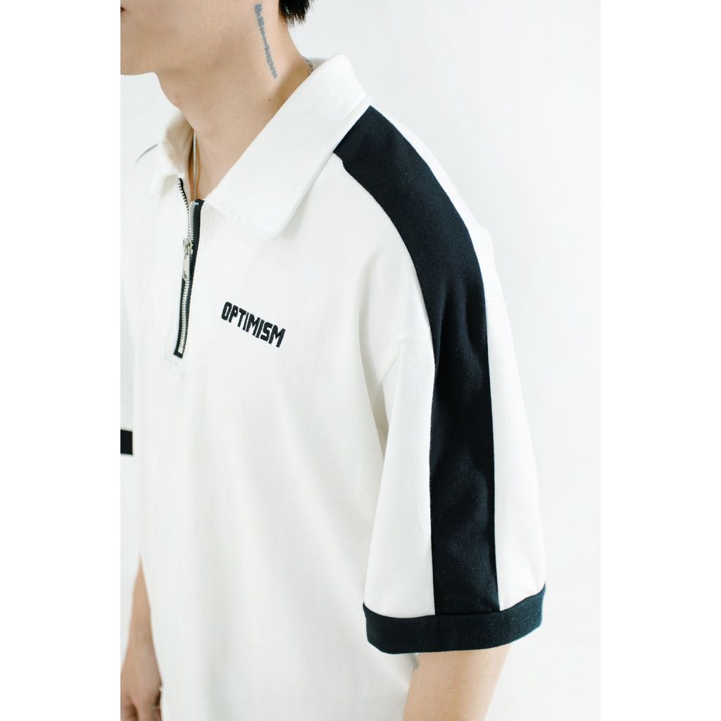  Áo Phông Polo Trắng Nam Sọc Tay Đen MANDO Tay Lỡ Cotton Cao Cấp Form Rộng Basic Unisex Thời Trang Hàn Quốc PDN130 