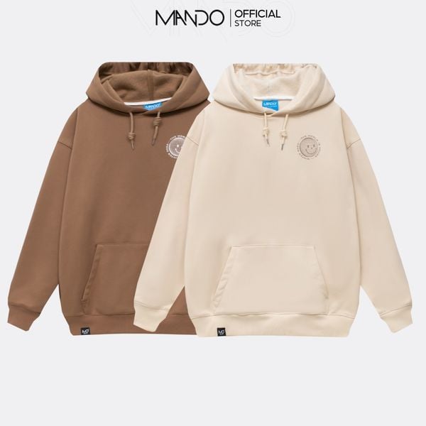  Áo Nỉ Hoodie Nam Dài Tay 2 Màu Nâu Be MANDO Chất Nỉ Cao Cấp Form Rộng Hình In Basic Unisex Thời Trang Hàn Quốc HOD004 