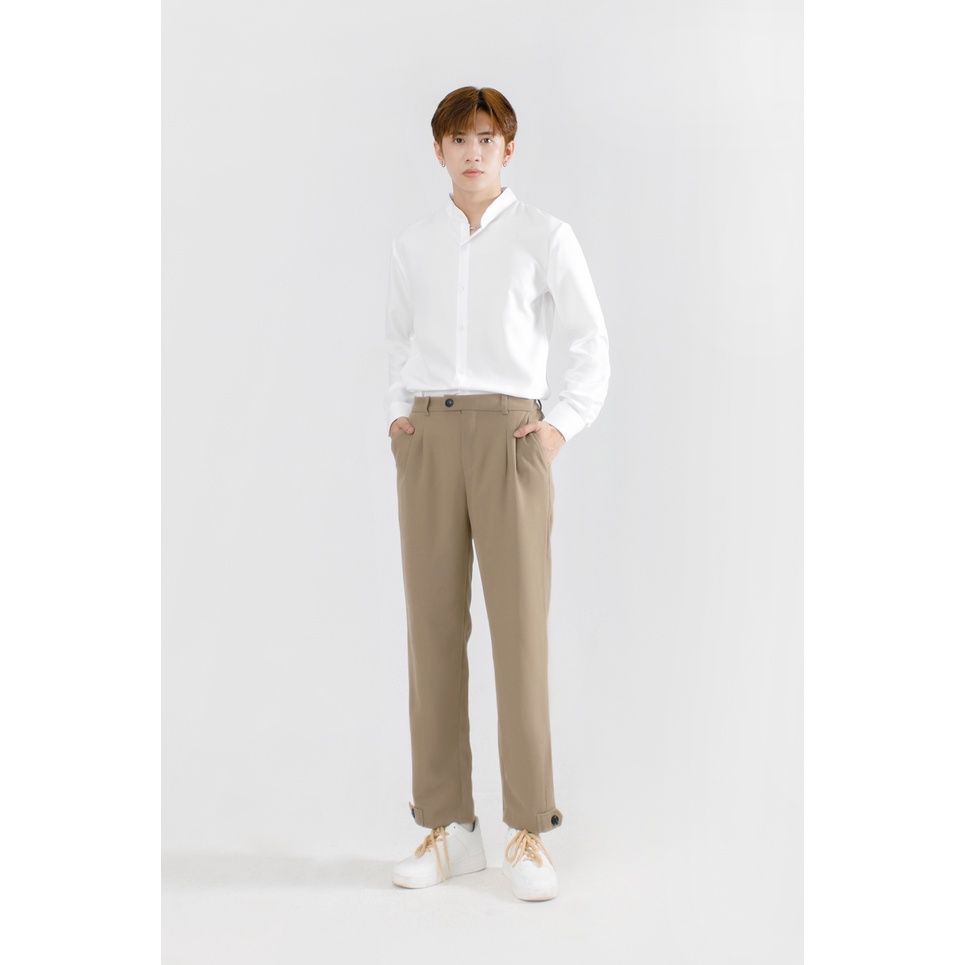  Áo Sơ Mi Trơn Cổ Tàu Dài Tay Nam MANDO 2 Màu Đen Trắng Chất Cotton Form Rộng Basic Unisex Thời Trang Hàn Quốc SMD121 