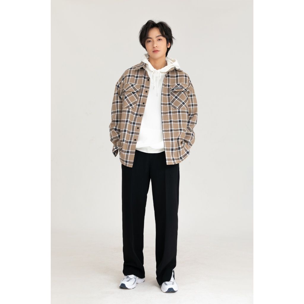  Áo Sơ Mi Nam Flannel MANDO Form Rộng Chất Vải Dạ Mỏng Dài Tay Họa Tiết Kẻ Caro Unisex Thời Trang Hàn Quốc SHT011 